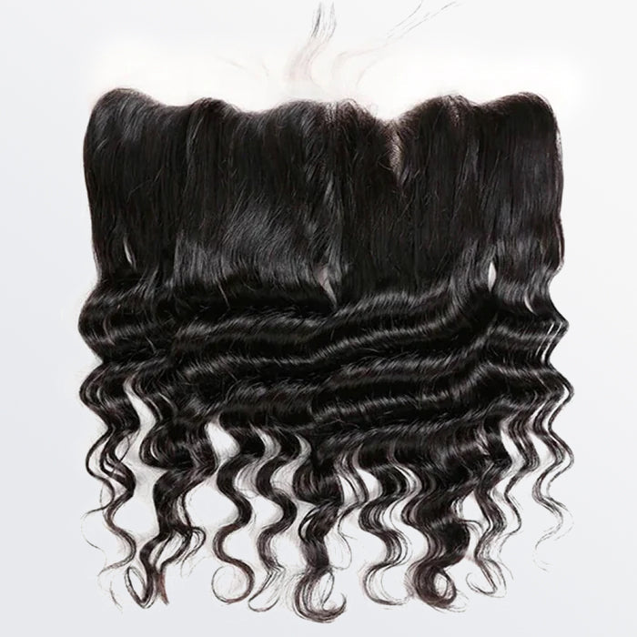 14-20 Inch 13" x 4" Deep Wavy Free Parted Frontal #1B Natural Black