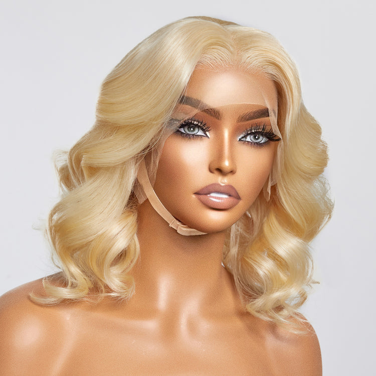 #613 13x4 Pre-Plucked Lace Front Body Wave Bob Wig 150% Density