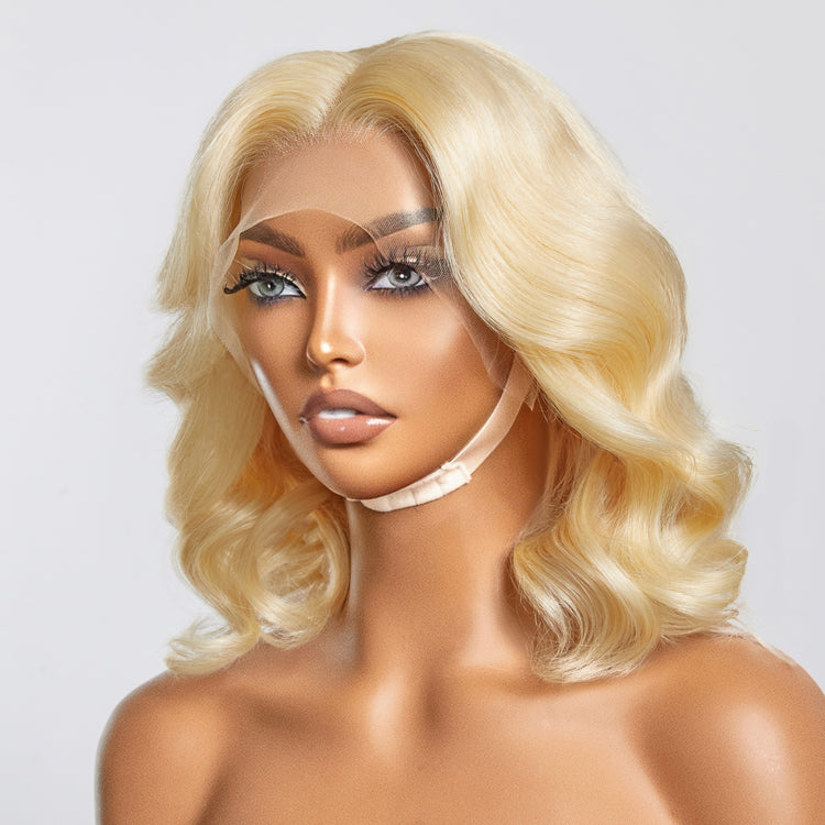 #613 13x4 Pre-Plucked Lace Front Body Wave Bob Wig 150% Density