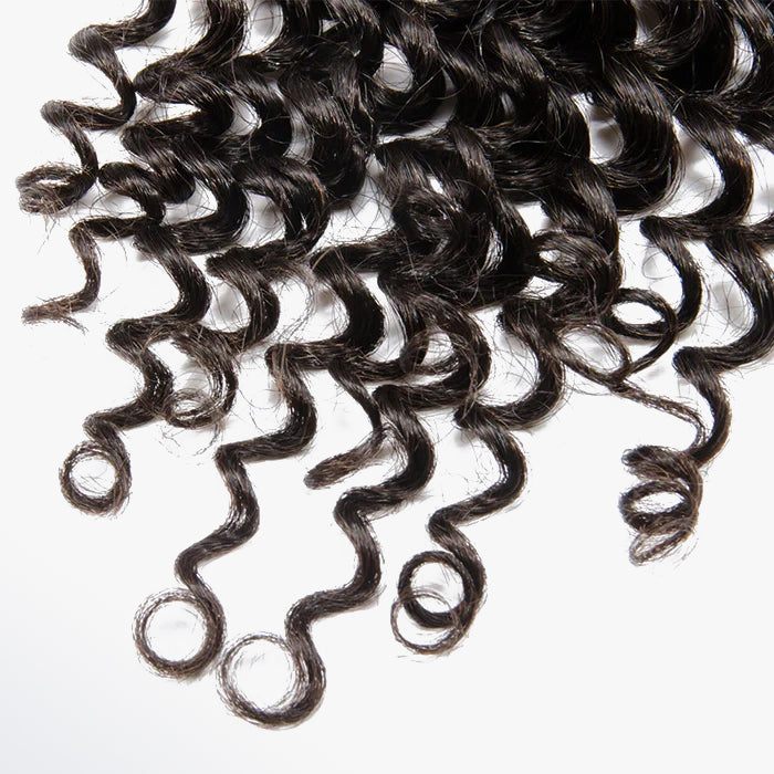 12-20 Inch 4" x 4" Deep Curly Free Parted Lace Closure #1B Natural Black