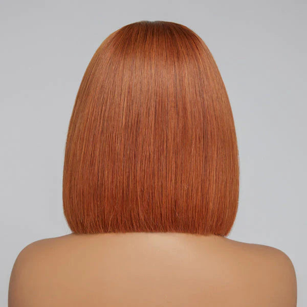 10 Inches 4x4 Beginner Friendly Sugar Maple Glueless Mid Part Bob Lace Closure Wig-100% Human Hair