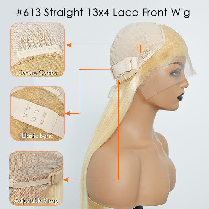 #613 Platinum Straight 13x4 Lace Front Wig | 100% Human Hair | 150% Density